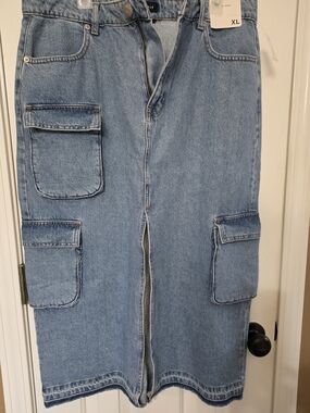 Aeropostale Light Blue Denim CARGO Skirt with Pocket Detail